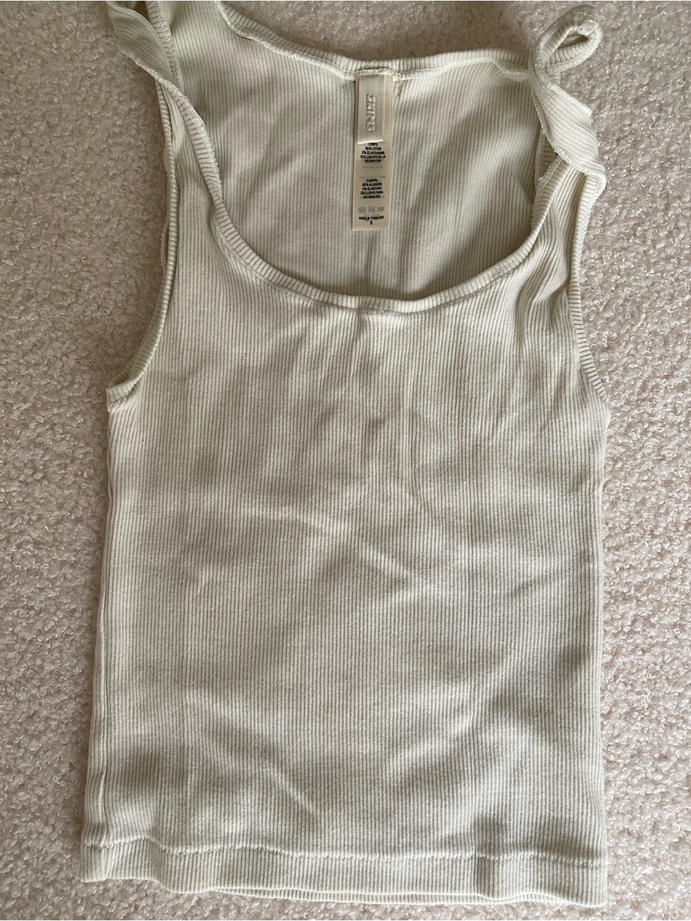 SKIMS Ribbed Tie-Shoulder Tank - Cream